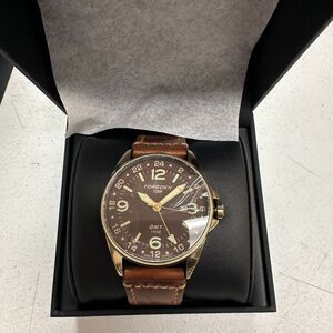 New Torgoen TN-1151 T25 Vintage Brown Leather Strap Watch